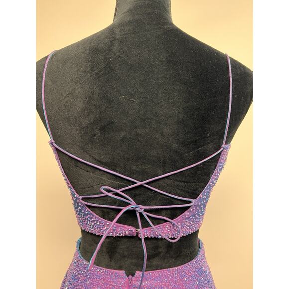 Vintage Alyce Maxi Gown Dress Sz 4 Purple Y2K Goth Whimsigoth 90S Beaded Lace Up - Picture 6 of 16